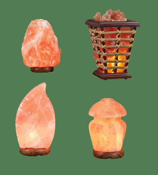 Himalayan Salt Lamps 1 Mini + 1 Leaf + 1 Wooden Basket Medium Square + 1 mushroom